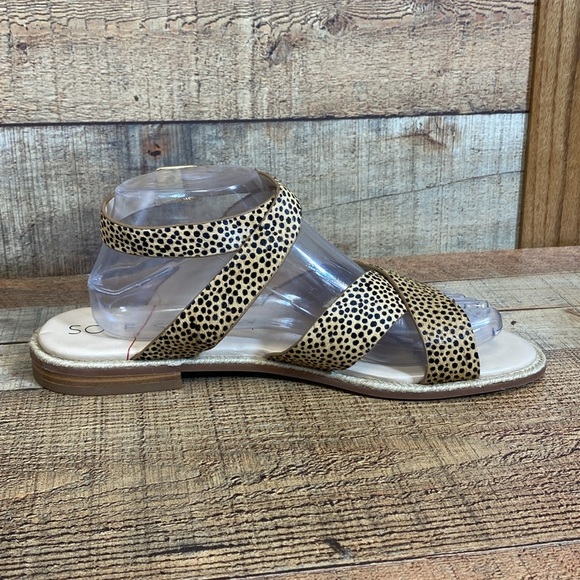 Sole Society Saden Strappy Sandals Women Size 10M Tan Black Cheetah Print Buckle - Picture 6 of 11